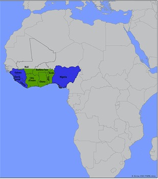 Distribuzione geografica febbre di Lassa