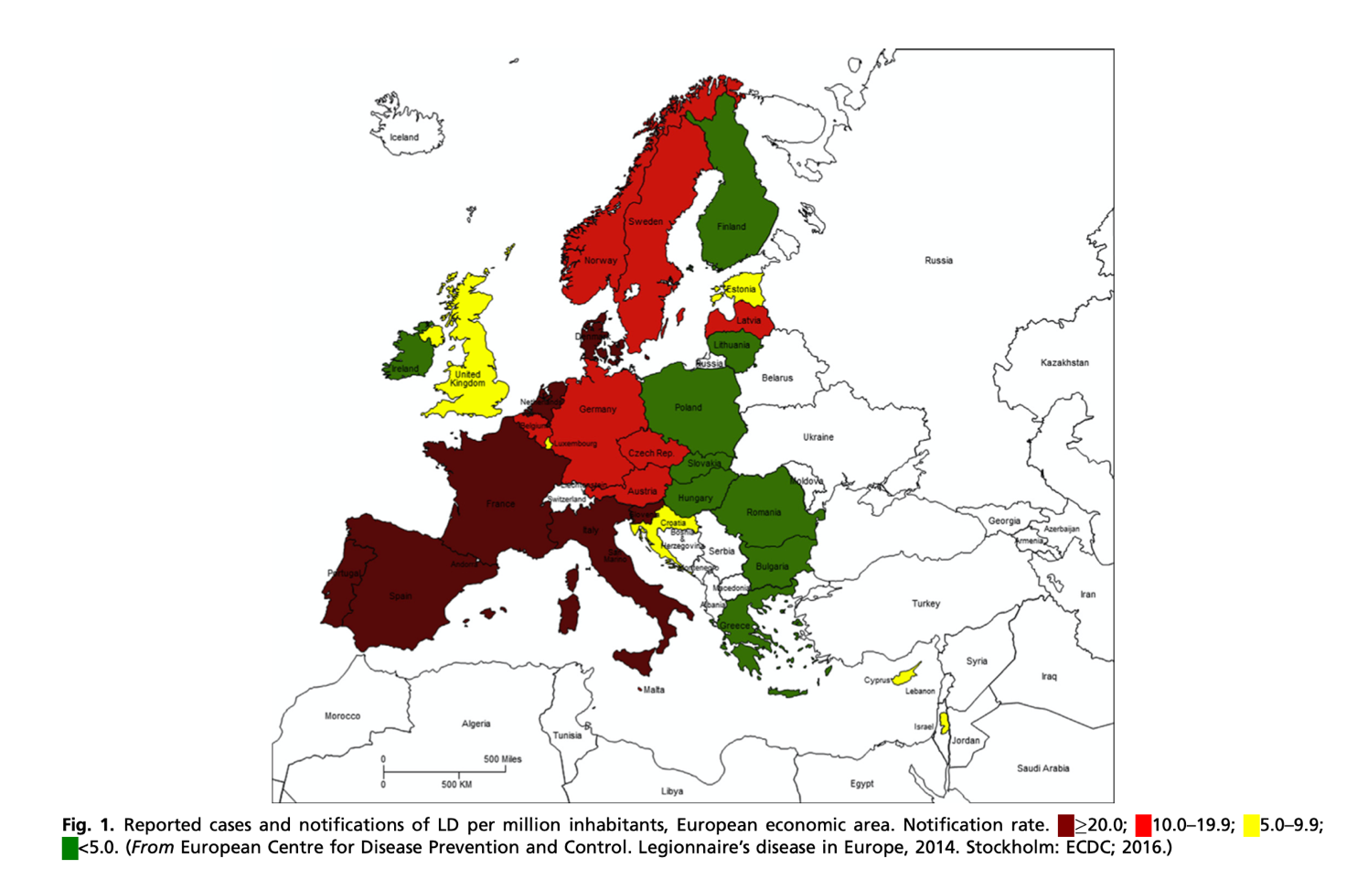 Distribuzione geografica legionella