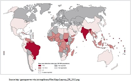 Pazienti affetti da lebbra nel 2013