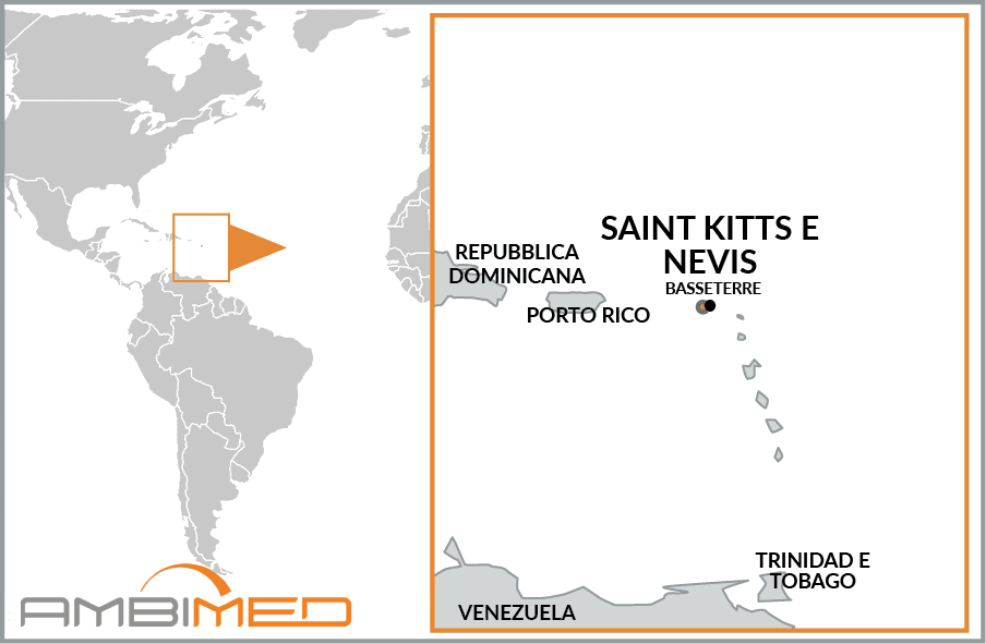 Cartina geografica della Saint Kitts and Nevis