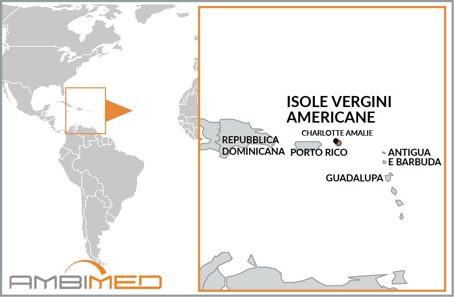 Cartina geografica della Isole Vergini Americane