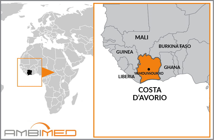 Cartina geografica della Costa d'Avorio